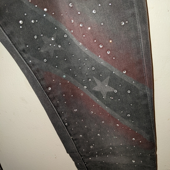 SEQUINED REBEL FLAG BLACK JEANS - Picture 2 of 4